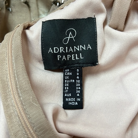 Adrianna Papell Art Deco Beaded Blouson Gown in Taupe Pink - Picture 9 of 9